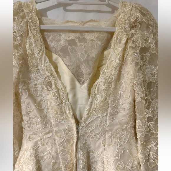 Vintage Jim Hjelm “A Private Collection” NY Beaded Lace Dress 1980 Couture Ivory - Picture 12 of 12